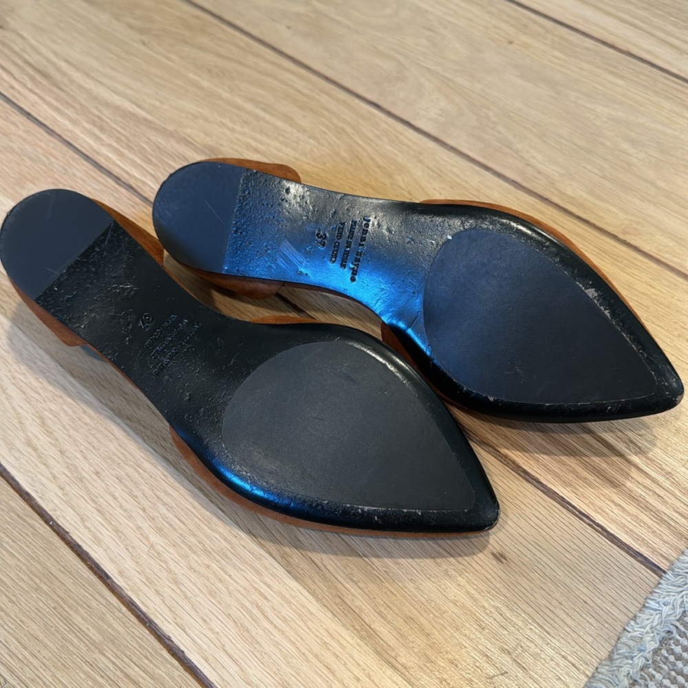 JENNI KAYNE d’Orsay Flats in Suede Vero Cuoio in Saddle (Camel) sz 37 RARE & EUC - Picture 9 of 11